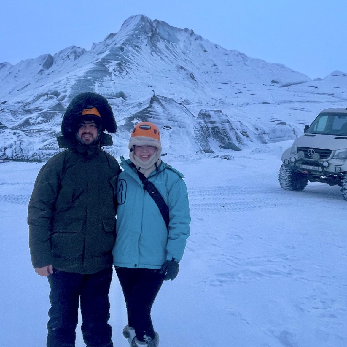 Before we went ice cave hiking in Iceland! January 15, 2024.