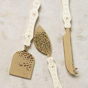 Hammered Brass Cheese Knives