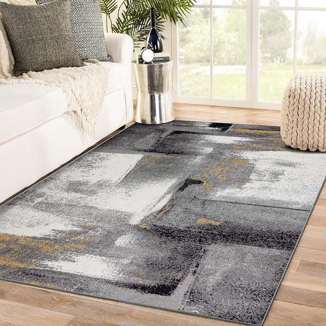 LUXE WEAVERS Lagos Collection 7558 Grey 4x5 Abstract Area Rug
