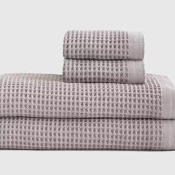 Organic Turkish Waffle Bath Sheet Bundle in Grey