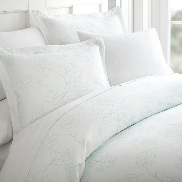 Vine King/California King Duvet Cover Set in Aqua