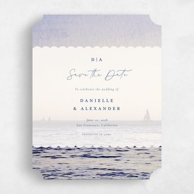 Purple Ticket Wedding Save the Date - Luve Portrait