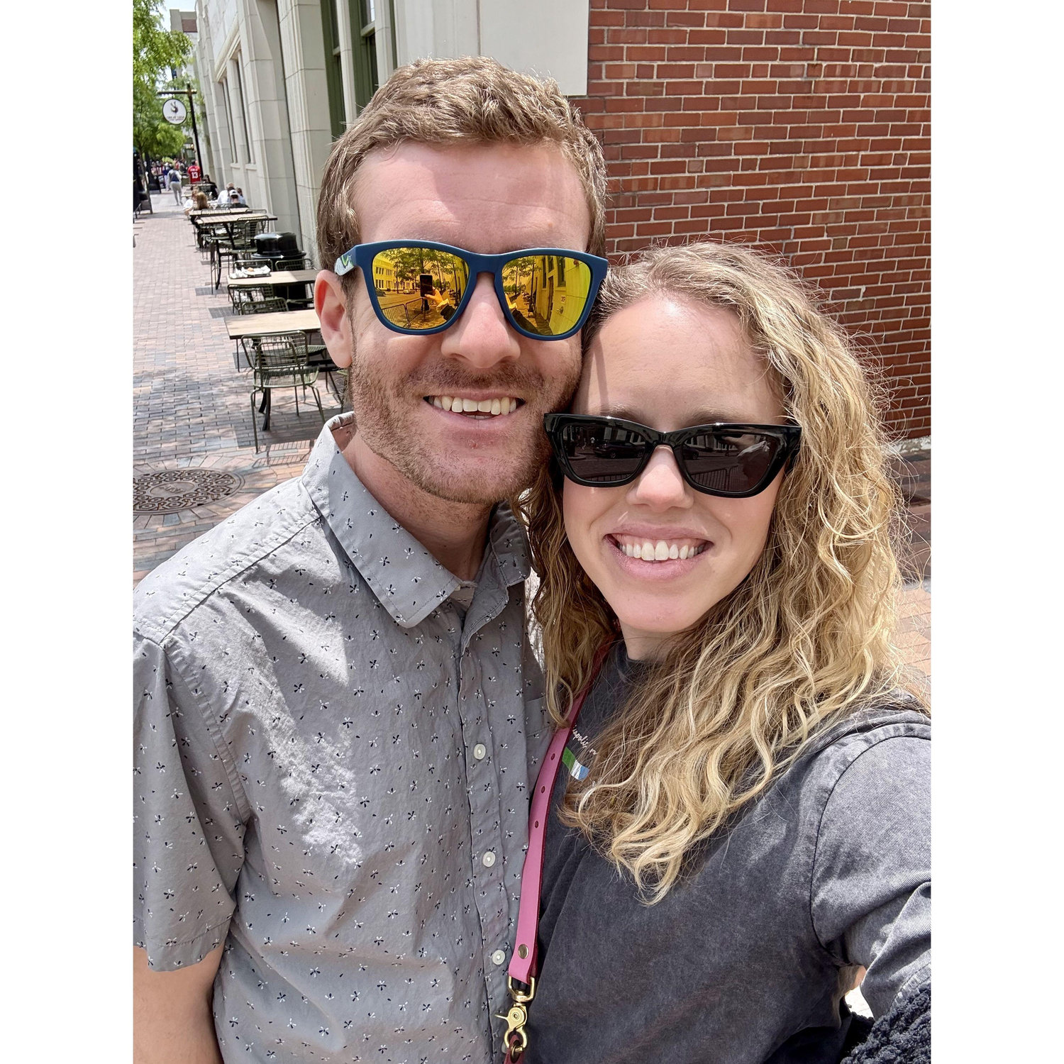 May 2025: a re-creation of our first photo together 2.5 years later!