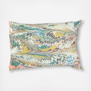 Feathers Hand-Marbled Pillow Cover