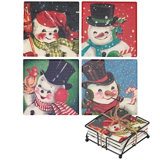 Primitives by Kathy Retro Snowmen Coaster Set