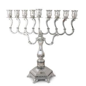 Large Silver Plated Hanukkah Menorah