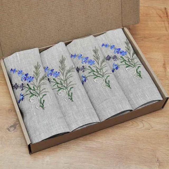 Set of 4 Embroidered linen clothnapkins....