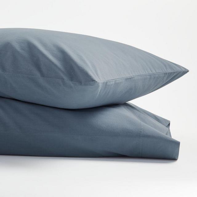 Organic Cotton Blue King Pillowcases, Set of 2