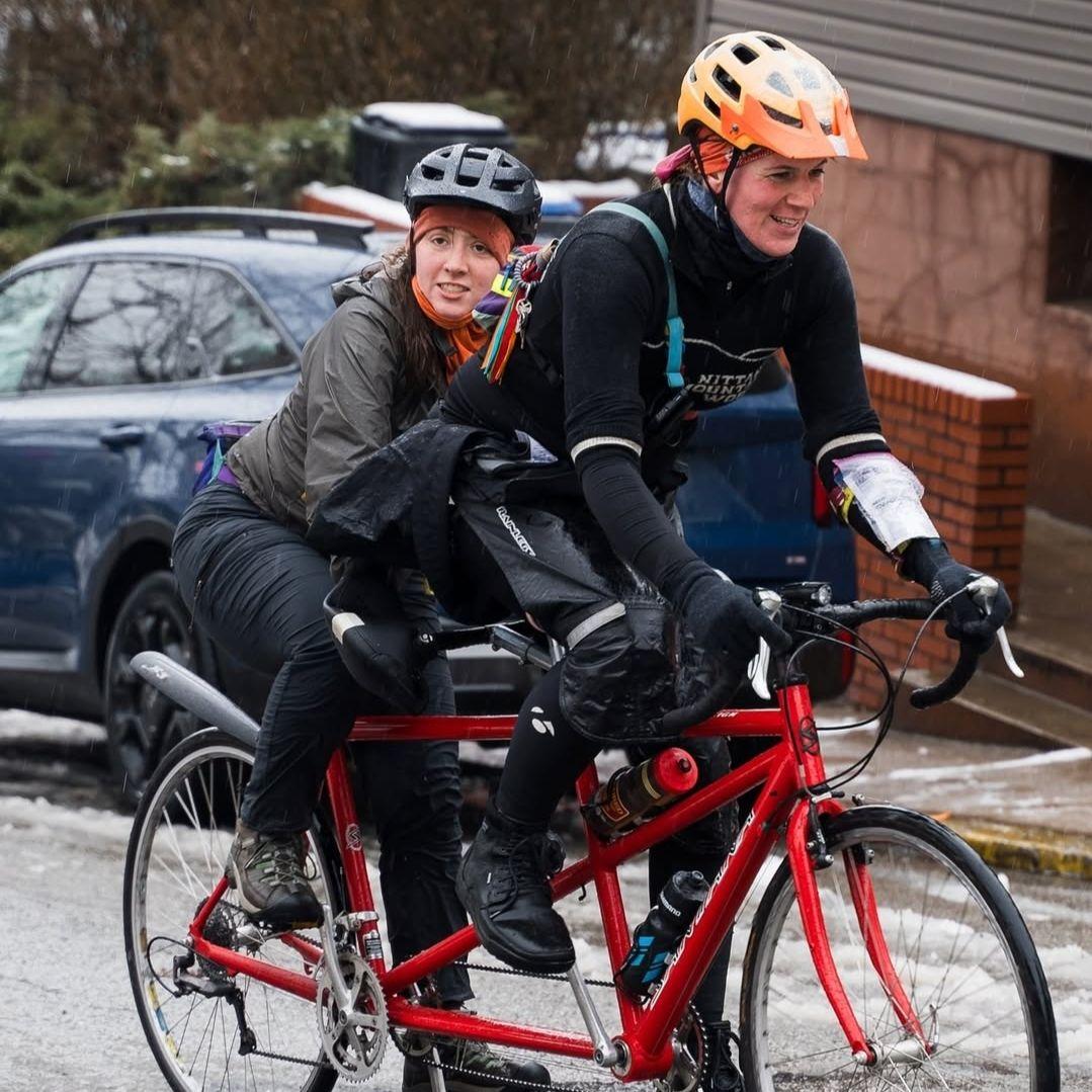 Us racing in the frigid bitch bicycle scavenger hunt/alley cat in the cold snow and slush. We ended up winning the frigid bitch race that year. 2.15.2025