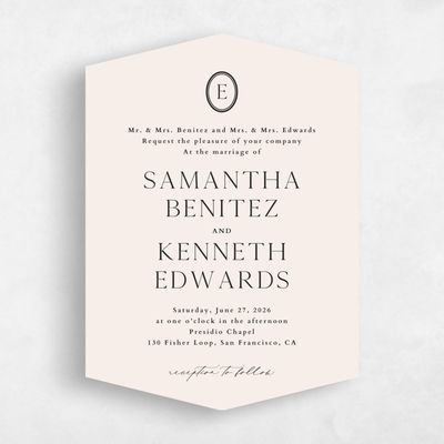 Beige Diamond Wedding Invitation - Manarola Portrait