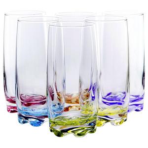 Red Co. - Vibrant Splash Water/Beverage Highball Glasses, 13.25 Ounce - Set of 6
