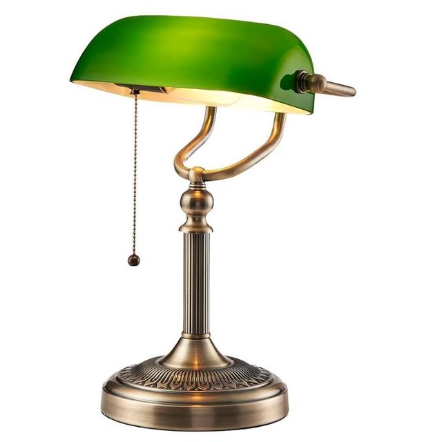 Newrays Green Glass Bankers Desk Lamp with Pull Chain Switch Plug in Fixture