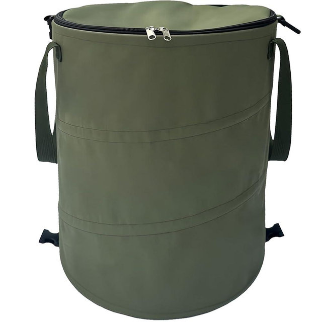 QJXX Pop up Camping Trash can with lid,Collapsible 24 Gallons Trash can with Sorting Clips,Garden Garbage Bag with Lid,Lawn and Leaf Bags - Reusable Yard Waste Bags (Green)