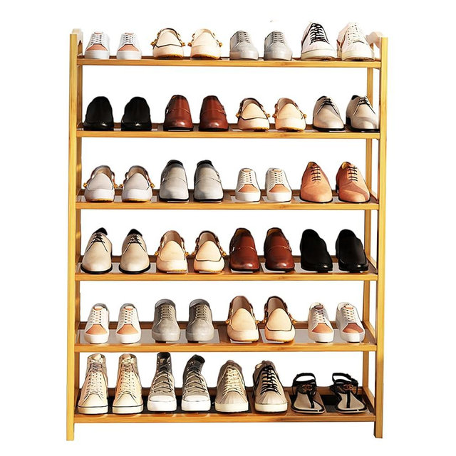RESTSUKO 6-Tier Free Standing Shoe Racks, Bamboo Wood Shoe Rack for Entryway & Closet, Holds up to 24 Pairs of Shoes