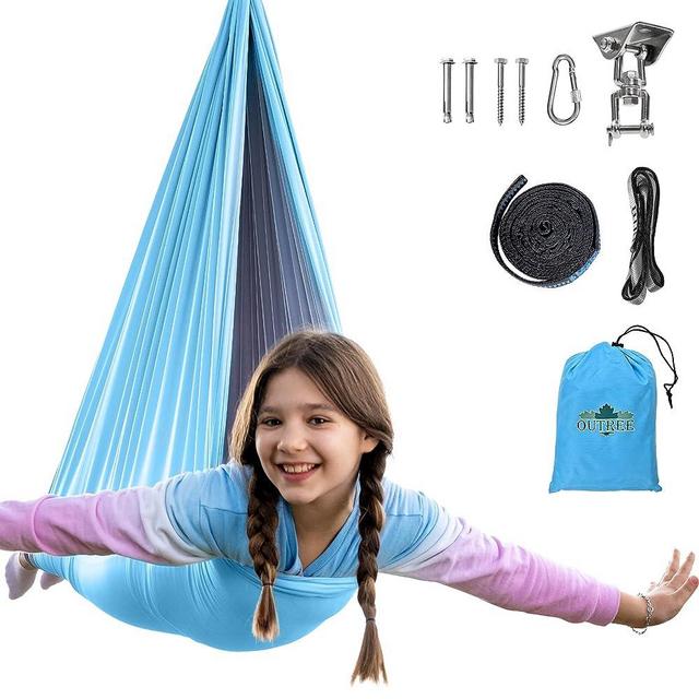 OUTREE Sensory Swing, Double Layer Therapy Swing with 360° Swivel Hanger, Healing & Relaxing Cuddle Sensory Swing for Kids and Adults with Autism, ADHD, Sensory Processing Disorder