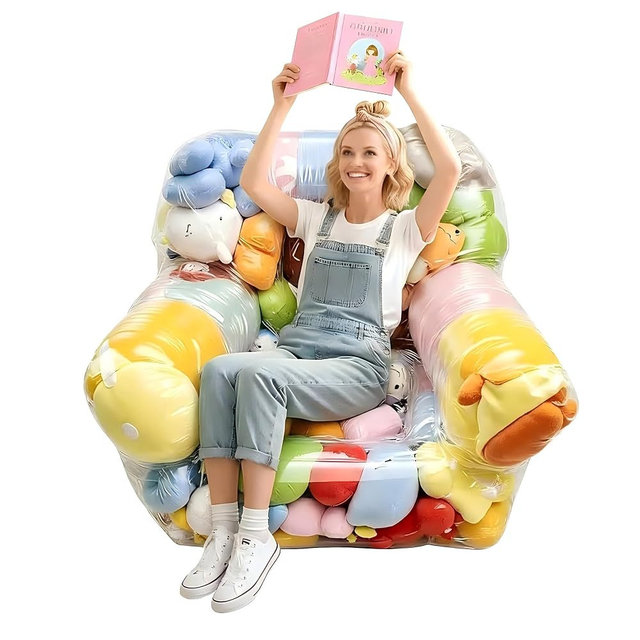 NTYNTY Clear Stuffed Animal Storage Bean Bag Chair Cover for Kids,Extra Large Beanbag Chair Cover with Zipper,PVC Bean Bag Chair Plush Toys Storage & Organizing