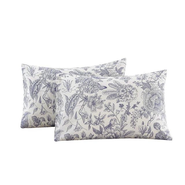 ECOCOTT 2 Pack Pillowcase Queen Size with Vintage Floral Pillow Cases Set, 100% Cotton Queen Pillow Covers Envelope Closure (Queen, 20"x30")