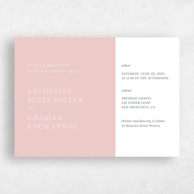 Blush, Pink Wedding Invitation - Stevens Border