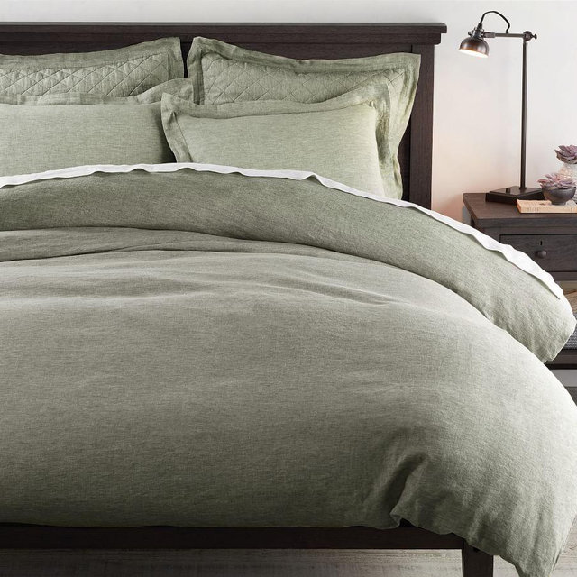 Loden Belgian Flax Linen Duvet Cover, Full/Queen
