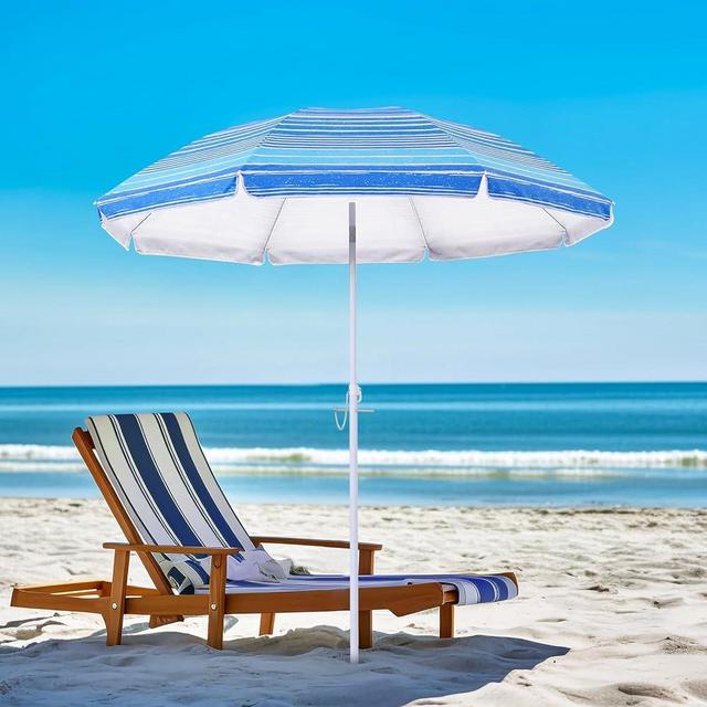 Kbrellaoutlets Patio Umbrella with UPF 50+ Protection, 8 Ribs, Push Button Tilt - Versatile Outdoor Shade for Garden, Courtyard, and Beach