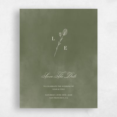 Olive, Green Wedding Save the Date - Dubuque Stamp