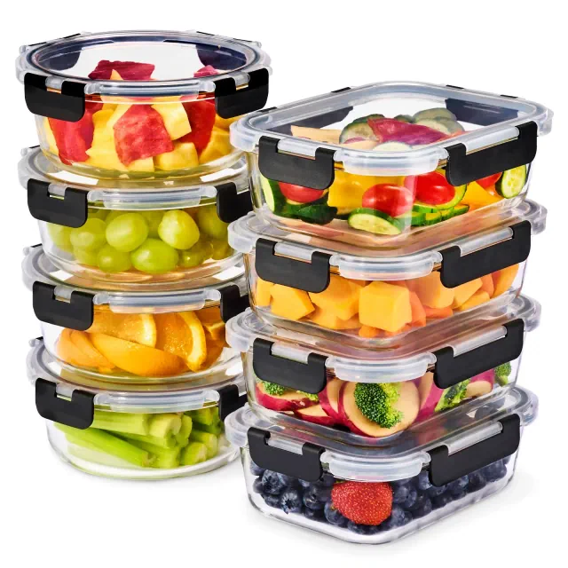 Sorbus 16 Piece Glass Meal Prep Containers with Airtight Lids - Preserves Freshness, Oven Safe, durable, BPA-free