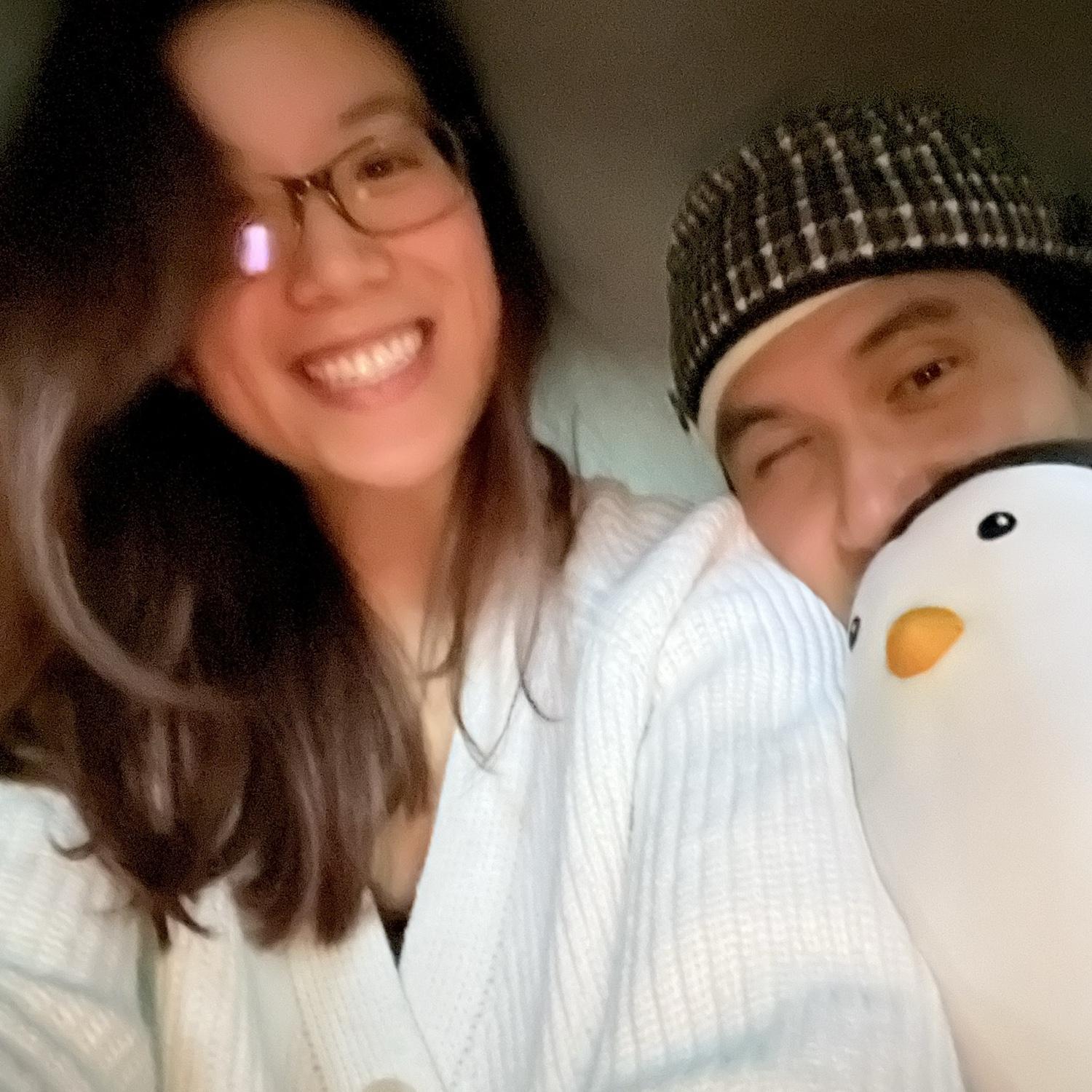 This penguin is Michael's pillow that lives in his car.