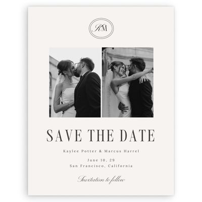 Light Oatmeal, Beige Wedding Digital Save the Date - Mahogany Photo