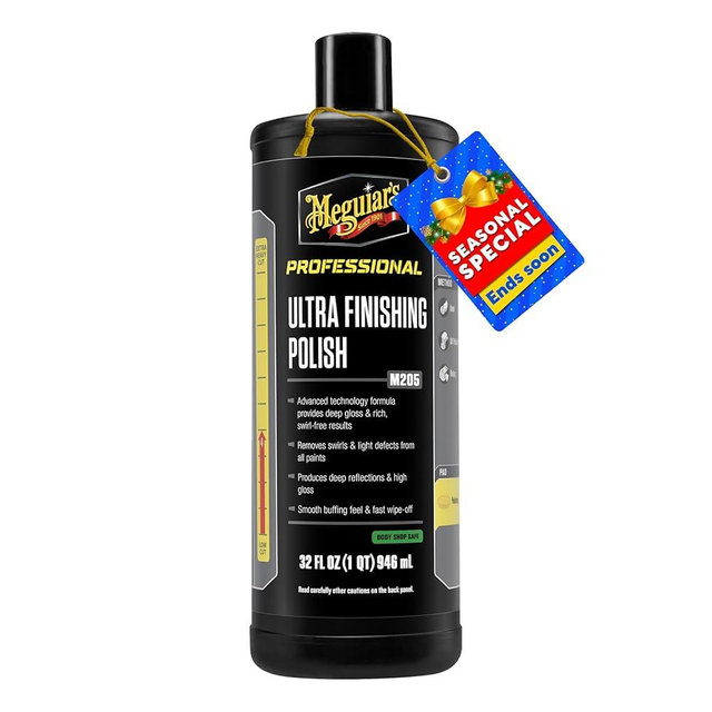 Meguiar's M205 Mirror Glaze Ultra Finishing Polish, Easy-to-Use Formula for Impeccable Shine, Multiple Ways to Apply Mirror Glaze, Removes Defects and Swirls for a High Gloss, 32 Oz Container