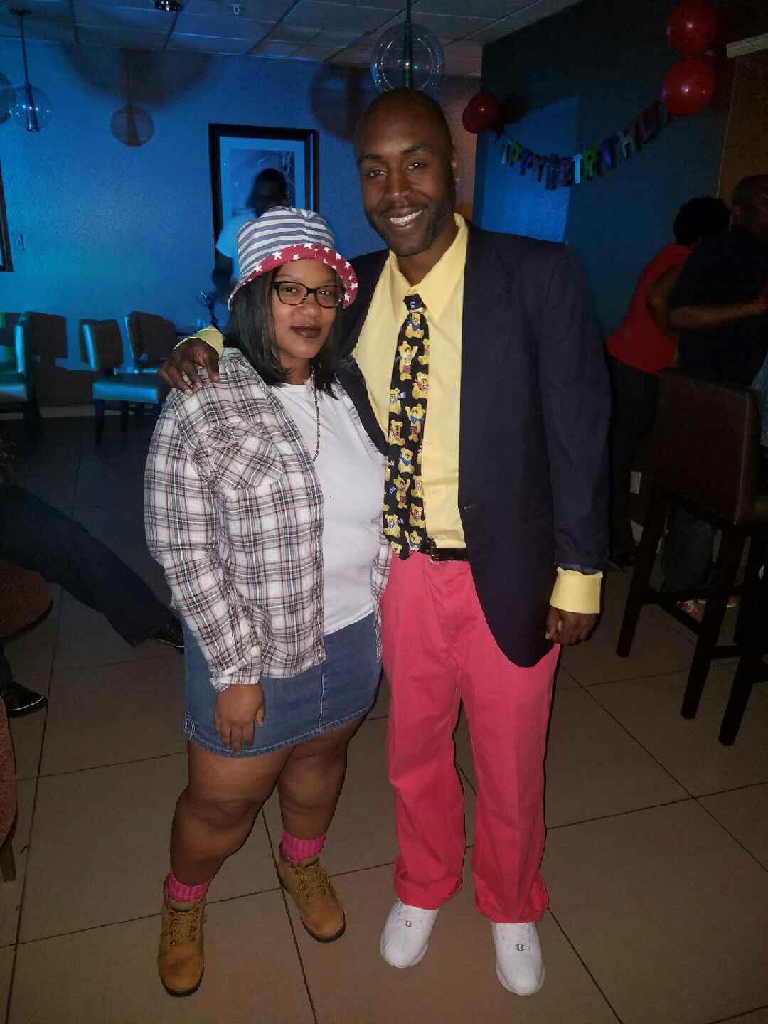 At Dr. Rhodes’ 90’s themed birthday party.
