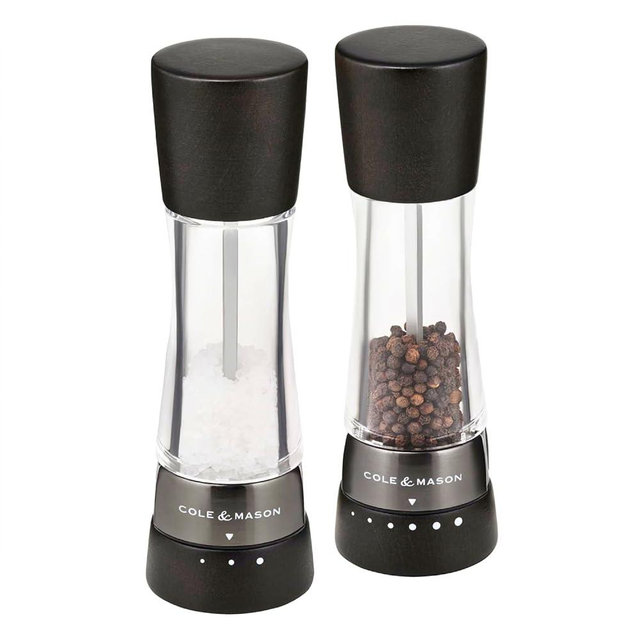 Cole & Mason Derwent Salt & Pepper Gift Set - Gourmet Precision Salt and Pepper Grinders - Refillable Seasoning and Spice Tools - Adjustable Grinding Settings - Black Wood