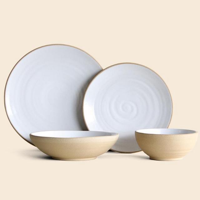 Coupe 4-Piece Place Setting - Toasted/White