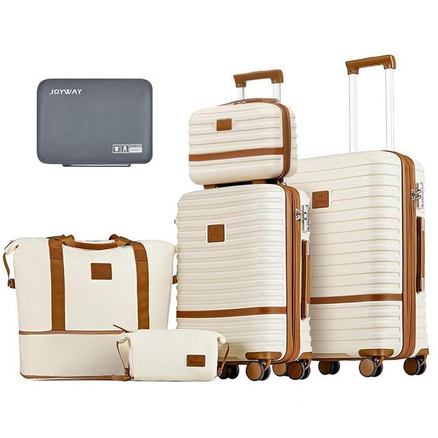 Joyway Expandable Luggage Sets 2 Piece Carry on and Check,Hardside Suitcase with Spinner Wheels and TSA Lock (White,13/20/24)