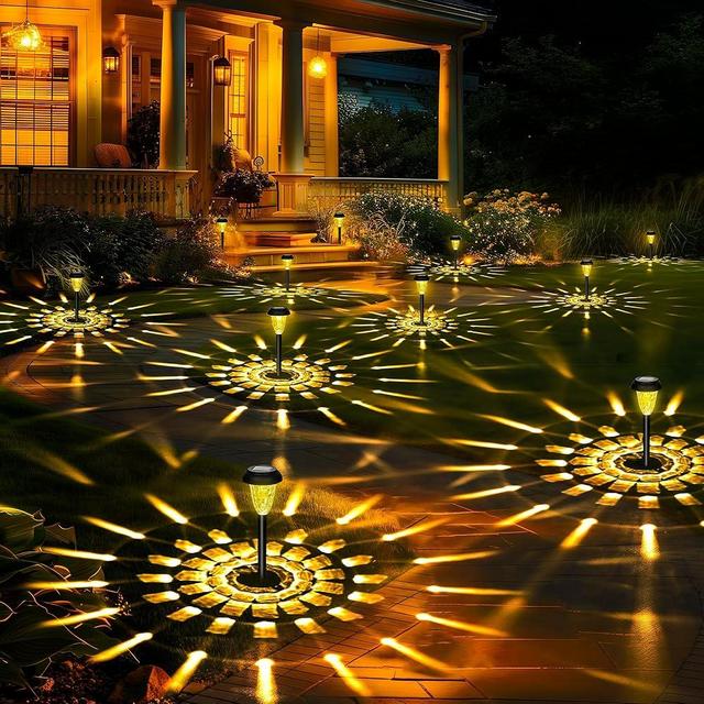 GIGALUMI 16 Pack Solar Lights Outdoor Waterproof, Warm White Pathway Lights Solar Powered, Landscape Lighting, Solar Grden Lights for Decor, Patio, Garden, Yard, Pathways, Walkways