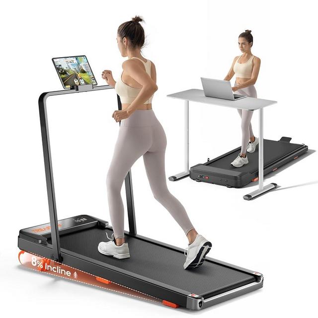 TREAFLOW Walking Pad,Treadmill with Incline for Home Office, 2.5HP Portable Under Desk Treadmill with 265 Lbs Capacity,Remote Control, Led Display