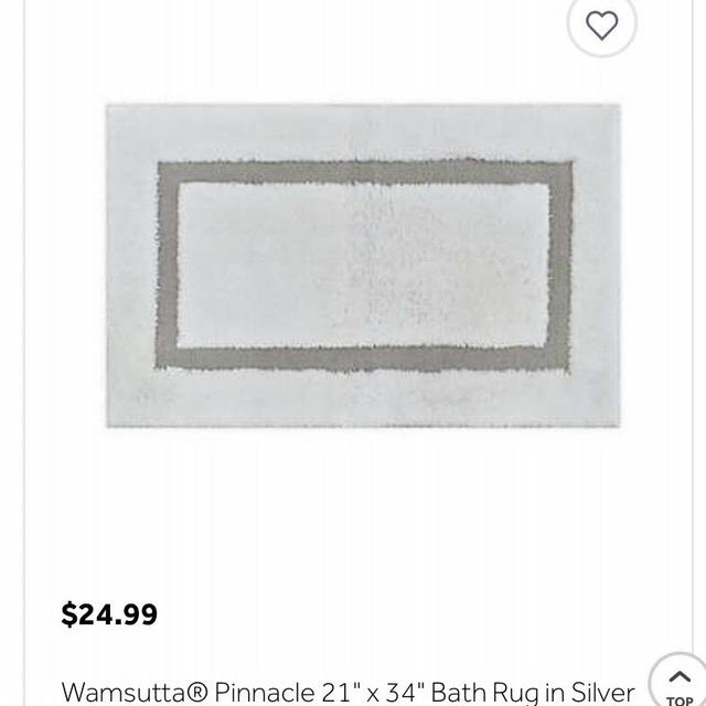 Wamsutta bath rugs- white with silver outline