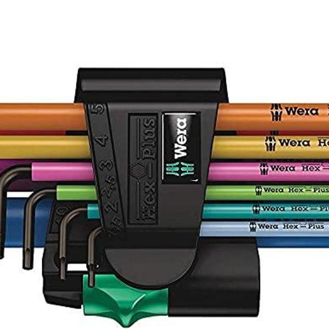 Wera 05073593001 950 Spkl/9 Sm N Multicolor L-Key Set, Metric, Blacklaser, 9 Pieces