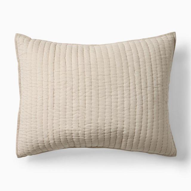 Cotton Solid Pick Stich King Sham, Sand