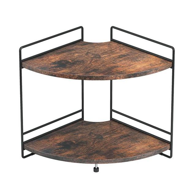 SANRETAHO 2 Tier Corner Shelf, Bathroom Organizer Countertop, Wooden Bathroom Trays for Counter Vanity Organizer, Makeup Cosmetic Storage Shelf, Kitchen Spice Rack, Rustic Brown