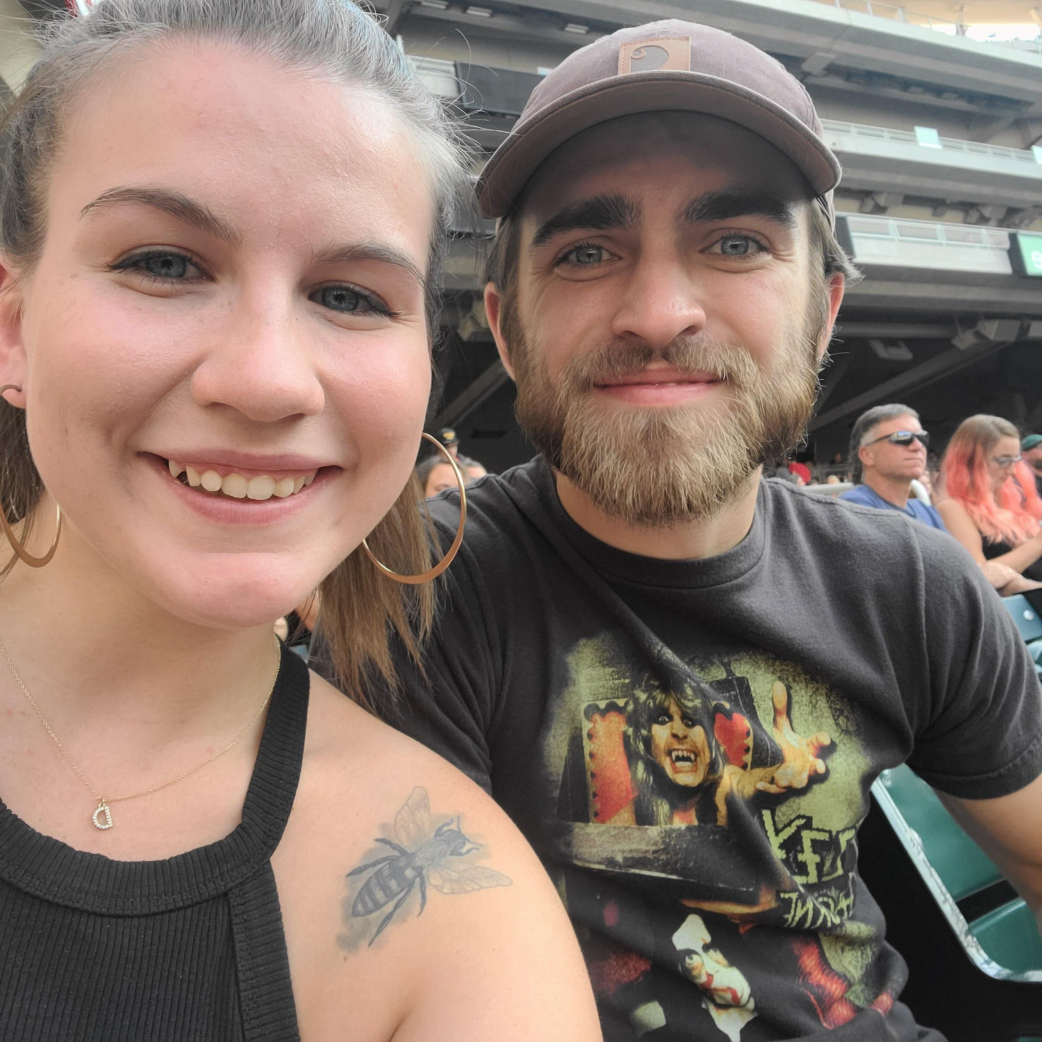 At the HellaMega Tour to see Fall Out Boy, Green Day, and Weezer! This was our first concert together!