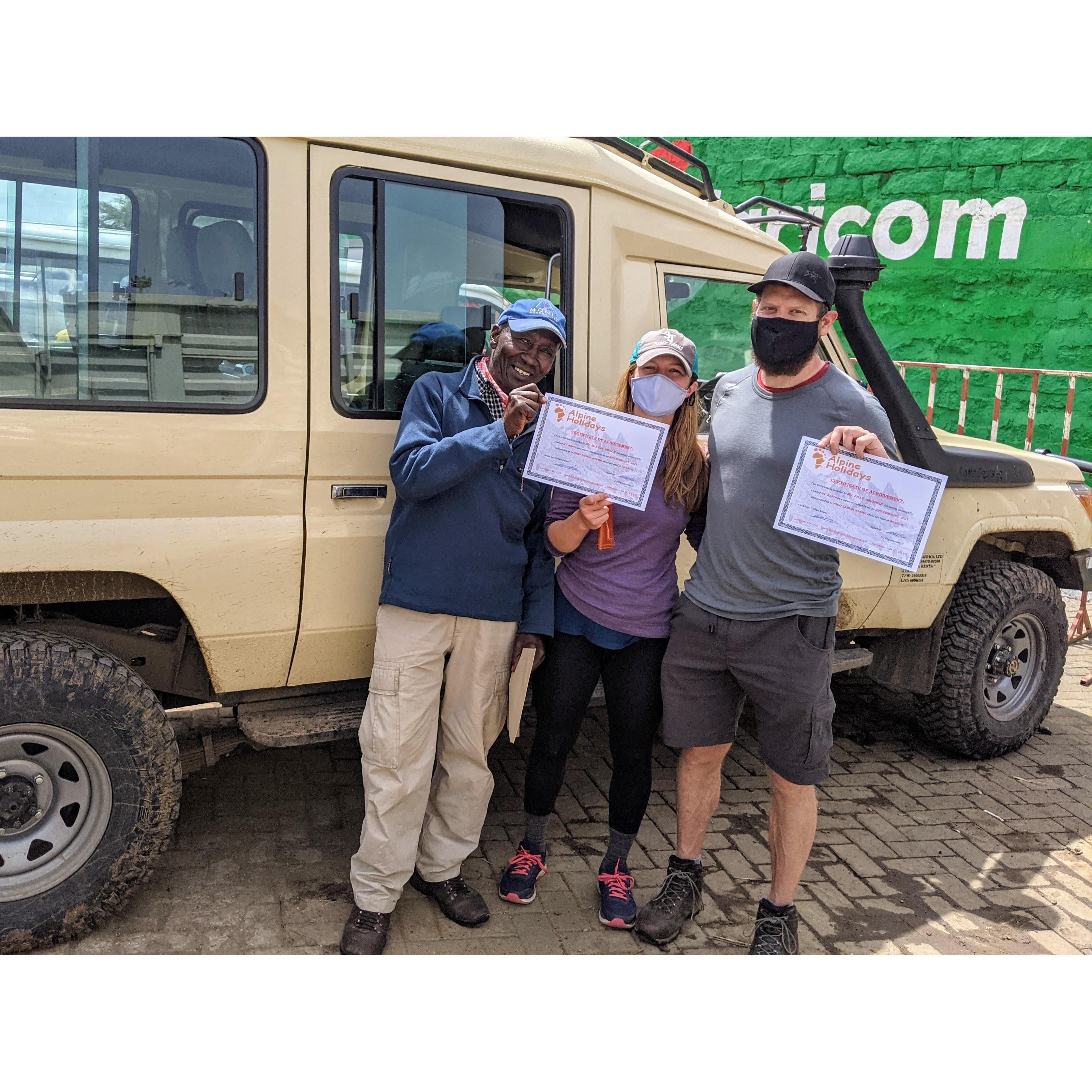 Kenya, certificates of achievement. February 2021.