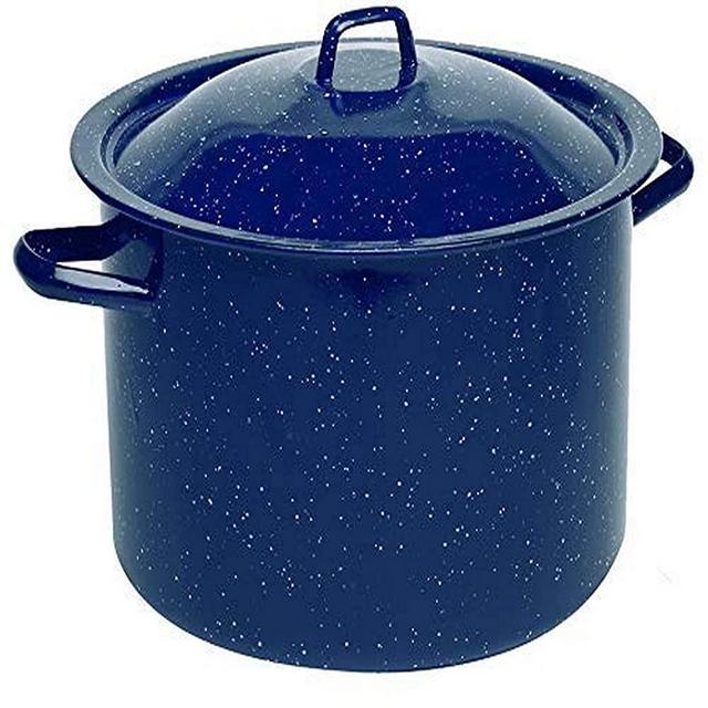 IMUSA USA C20666-10646W 12-Quart Blue Speckled Enamel Stock Pot with Lid