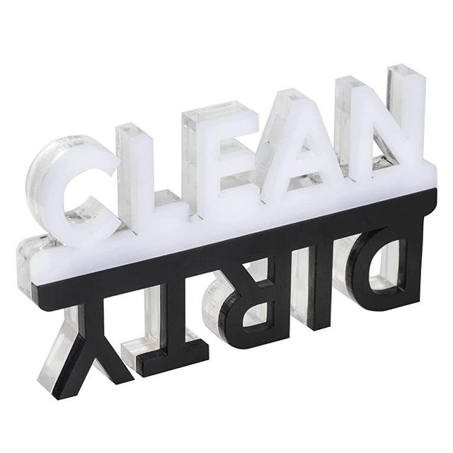 Tapeera Acrylic Laser Cut Clean Dirty Magnet for Dishwasher - Easy to Read Rotatable Dishwasher Clean Dirty Sign Indicator with Strong Magnets - Washed Not Washed Dishwasher Accessories (Black White)