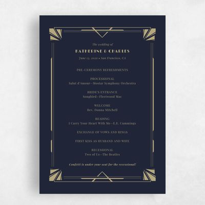 Navy, Blue Wedding Program - Baker