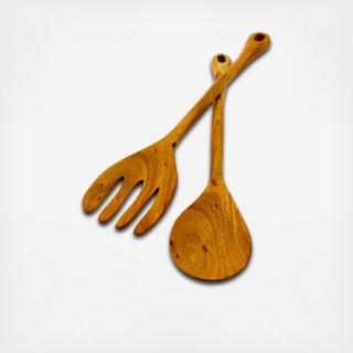Jobillo Wood Loop Handled Salad Servers