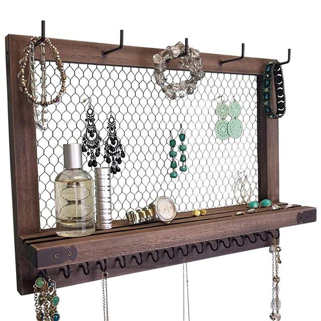 OUTSHINE Wall Jewelry Organizer | Rustic Jewelry Organizer Hanging on Wall | Jewelry Organizer Wall Hanging for Vintage Room Decor | Western Jewelry Wall Mount Organizer | Wall Mounted Jewelry Hanger