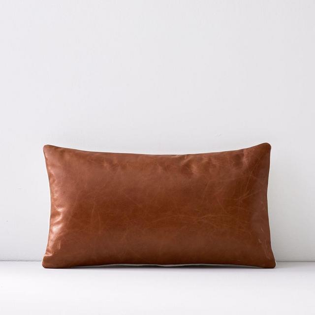 Leather Pillow Cover, 12"x21", Saddle