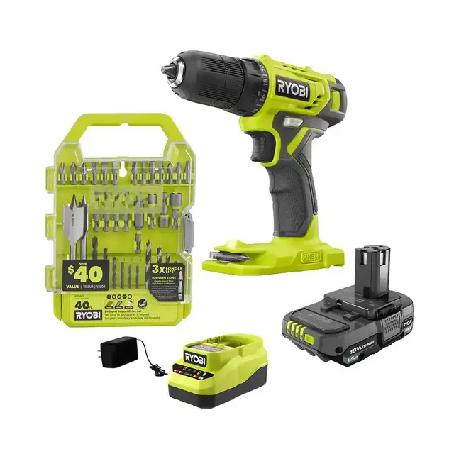 ONE+ 18V Cordless 3/8 in. Drill/Driver Kit with 1.5 Ah Battery, Charger, and Drill and Impact Drive Kit (40-Piece)