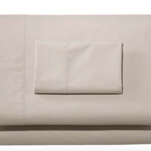 280-Thread-Count Pima Cotton Percale Sheet Set Silver Sand King Bed Size