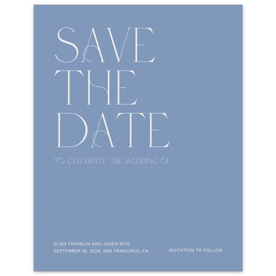 Denim Blue Wedding Digital Save the Date - Garnet Portrait